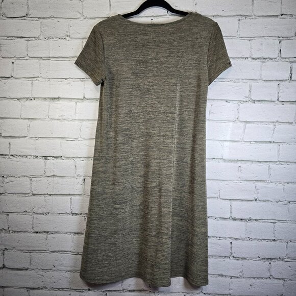 AGB SHIFT DRESS OLIVE GREEN BEADED NECKLINE SHORT SLEEVE SIZE 6 - Picture 4 of 6
